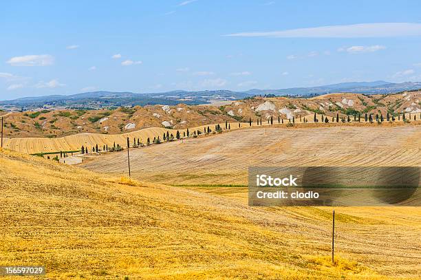 Farm In Val Dorcia Toscana - Fotografie stock e altre immagini di Agricoltura - Agricoltura, Ambientazione esterna, Balla di fieno