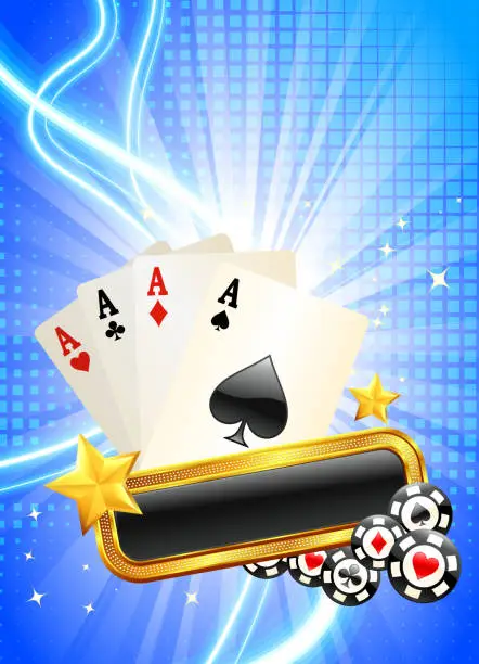 Vector illustration of Four Aces on Poker Frame with Background