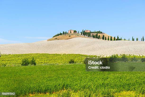 Farm In Val Dorcia Toscana - Fotografie stock e altre immagini di Agricoltura - Agricoltura, Ambientazione esterna, Balla di fieno