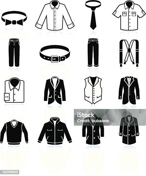 Man Clothing And Menswear Black White Vector Icon Set Stock Illustration - Download Image Now