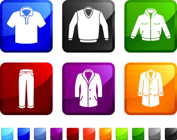 Vector illustration of man Clothing and Menswear royalty free vector icon set stickers