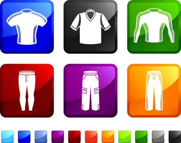 Vector illustration of man Clothing and Sportswear Training Gear vector icon set stickers