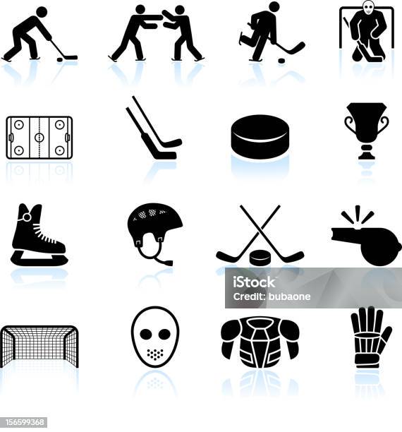 Hockey Black And White Royalty Free Vector Icon Set Stock Illustration - Download Image Now
