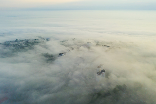 City in fog