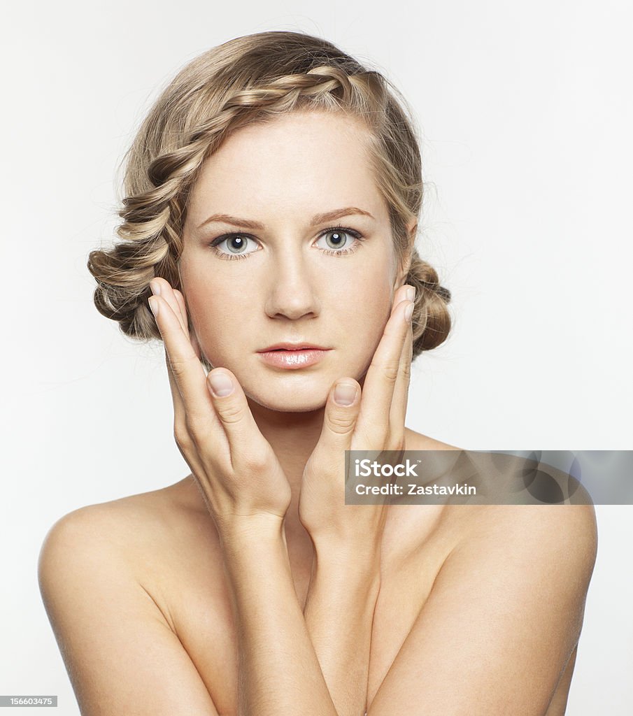 Retrato de jovem com braid hairdo - Royalty-free Adulto Foto de stock