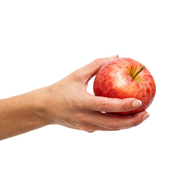 istock Female hand holding red apple. 156603669