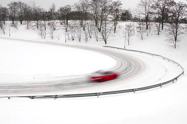 Frozen road in winter.Hammerfast - Norway.