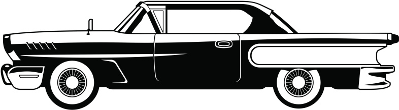 black and white  illustration of classic car.