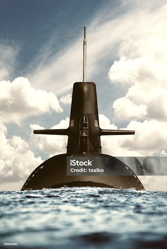Atomowa łódź podwodna na ocean. - Zbiór zdjęć royalty-free (Łódź podwodna)
