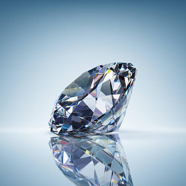 istock Exquisitely cut diamond on blue background 156607217