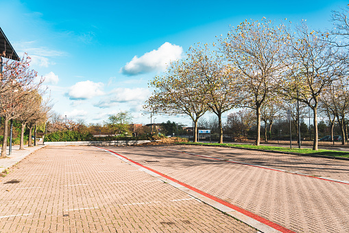 Empty parking lot in public park