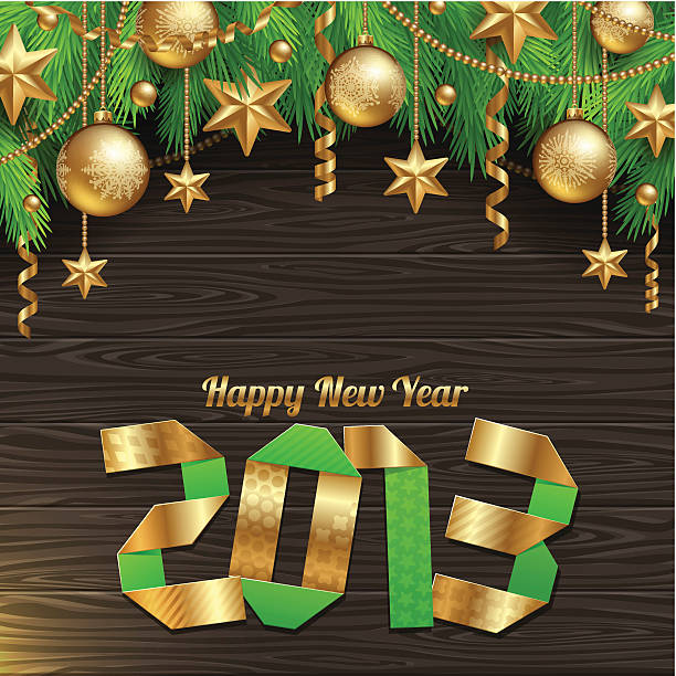 illustrazioni stock, clip art, cartoni animati e icone di tendenza di felice anno nuovo-illustrazione festività - 2013 2012 green year