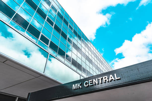 istock Outside building. Architectural details in Milton Keynes central 1566077128