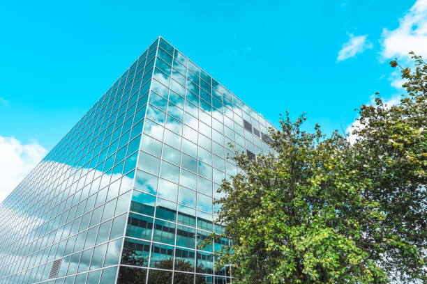 istock Business towers and Green leaves 1566078663