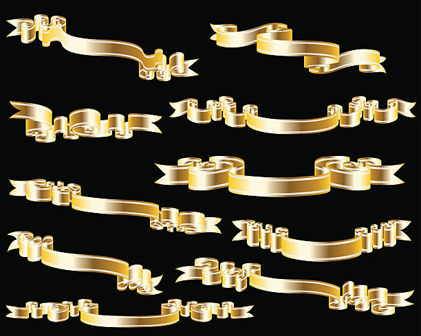 istock Set of golden ribbon 156611839