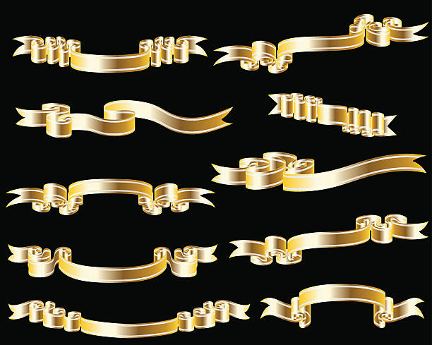 istock Set of golden ribbon 156611873