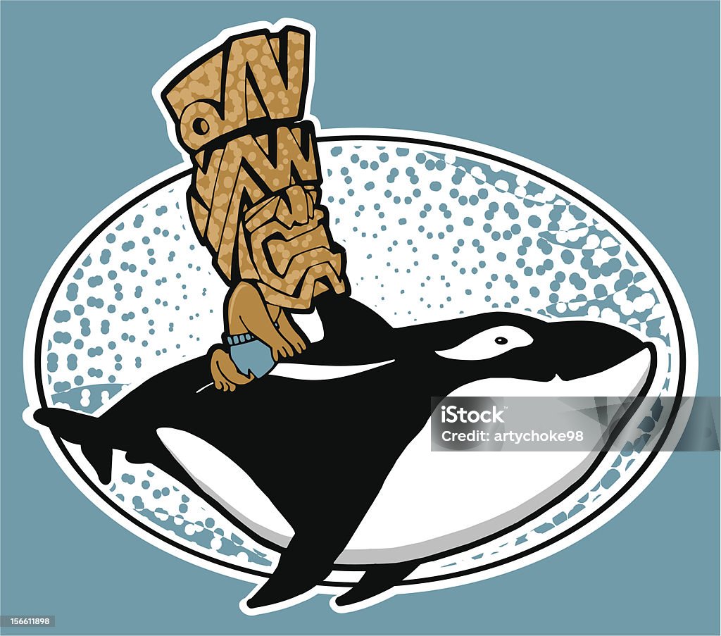 Baleine Rider - clipart vectoriel de Tiki libre de droits