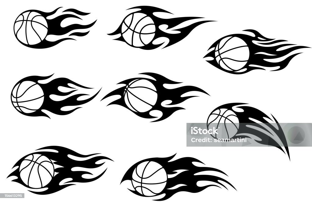 As bolas de basquete com fogo chamas - Vetor de Basquete royalty-free