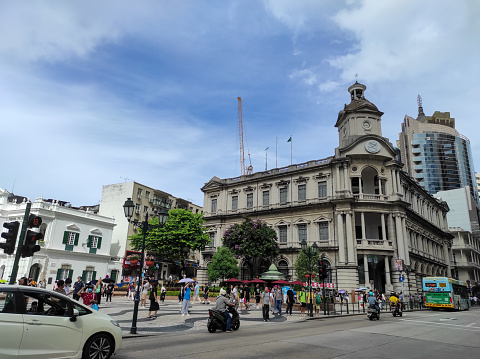 Macau, China. July 19,2023 : Senado Square or Largo do Senado is located in the central area of ​​Macau Peninsula, in Macau Special Administrative Region, China