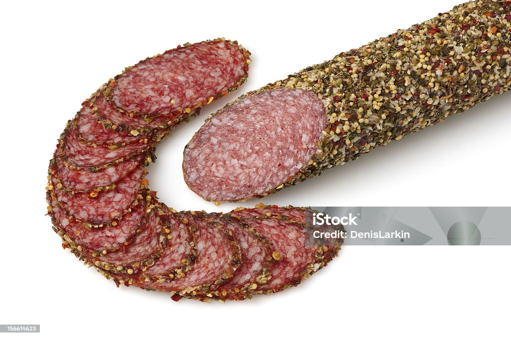 Wurst auf einem weißen Hintergrund. - Lizenzfrei Fett - Nährstoff Stock-Foto