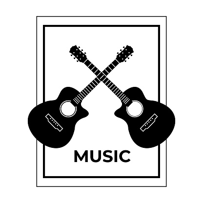 Simple guitar logo icon badge  illustration design
