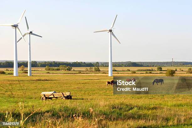 Horsed Und Windturbinen Stockfoto und mehr Bilder von Agrarbetrieb - Agrarbetrieb, Domestizierte Tiere, Energieindustrie