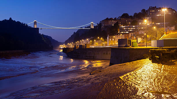 panorama de ponte suspensa de clifton - bristol england bridge clifton suspension bridge suspension bridge - fotografias e filmes do acervo