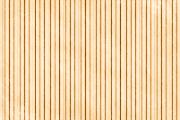 hellbrauner oder beigefarbener leerer horizontaler vektorhintergrund wie strukturiertes wellpappenblatt mit vertikalem, schmalem, parallelem streifenmuster - brown background cardboard striped pattern stock-grafiken, -clipart, -cartoons und -symbole