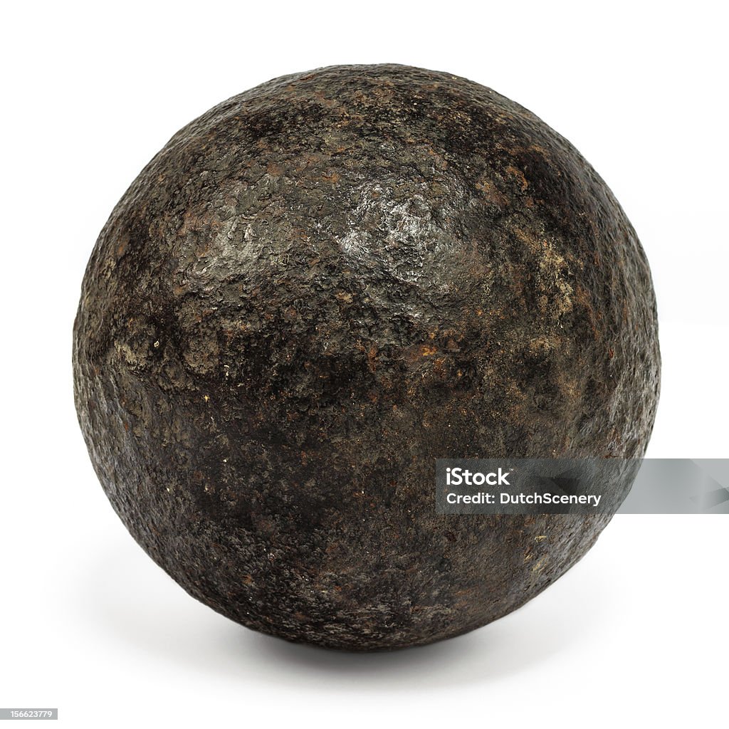 Genuine 18th century cannonball isolated on white Genuine 18th century cannonball isolated on a white background Cannon - Artillery Stock Photo
