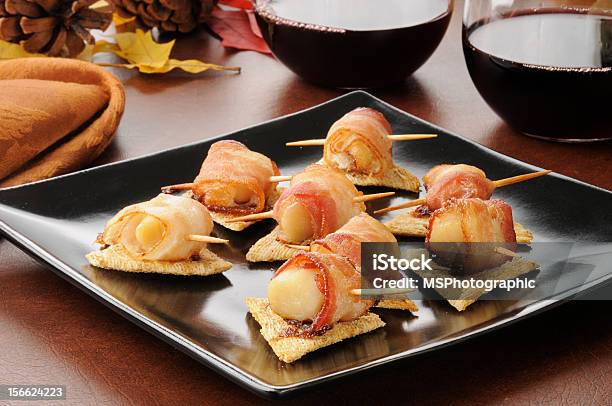 Bacon Wrapped Scallops Appetizers Stock Photo - Download Image Now - Bacon, Scallop, Wrapped