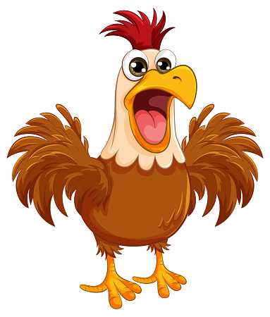 A vector cartoon illustration of a chicken freaking out, isolated on a white background
