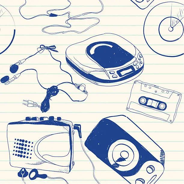 Vector illustration of music equipment doodles