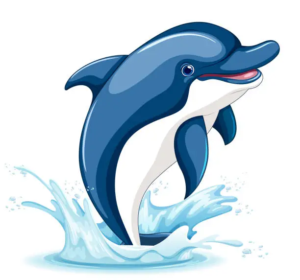 Vector illustration of Dolphin Jumping Out of Water