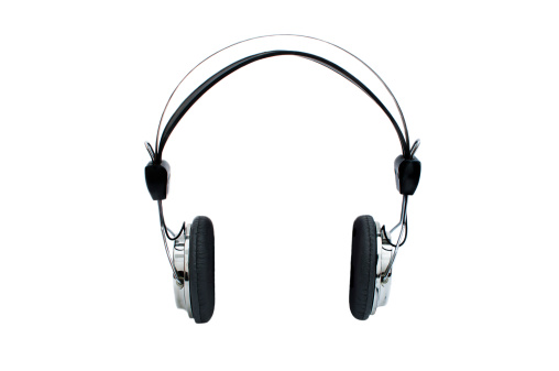 Retro headphones isolated on white background
