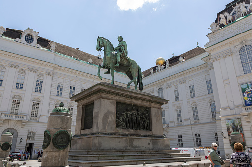 Equestrian statue of Mihailo Obrenovic III, Prince of Serbia, on the Republic Square of Belgrade. The statue was erected by the Italian sculptor Enrico Pazzi in 1882.