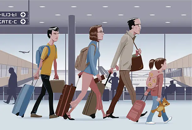 Vector illustration of Traveling Family