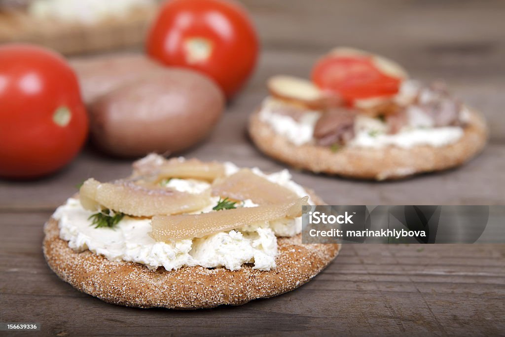 Herring caviar on the toast Two toasts with herring caviar Caviar Stock Photo