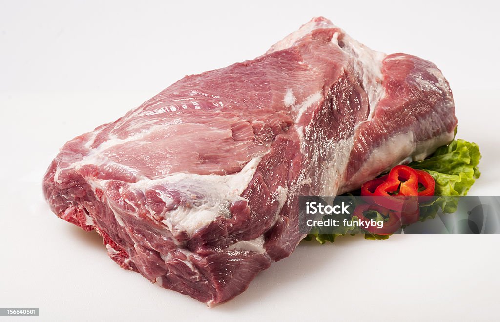 Primas carne de cerdo aislado sobre fondo blanco - Foto de stock de Alimento libre de derechos