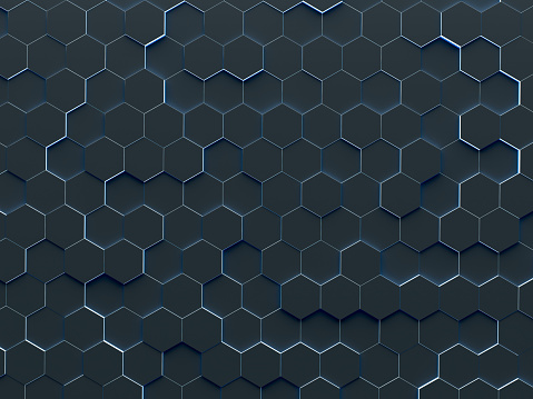 three-dimensional illuminated hexagonal background