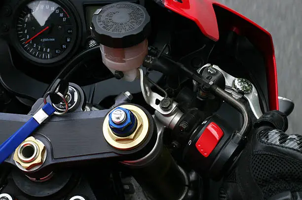 Motorcycle handlebar and dashboard detail