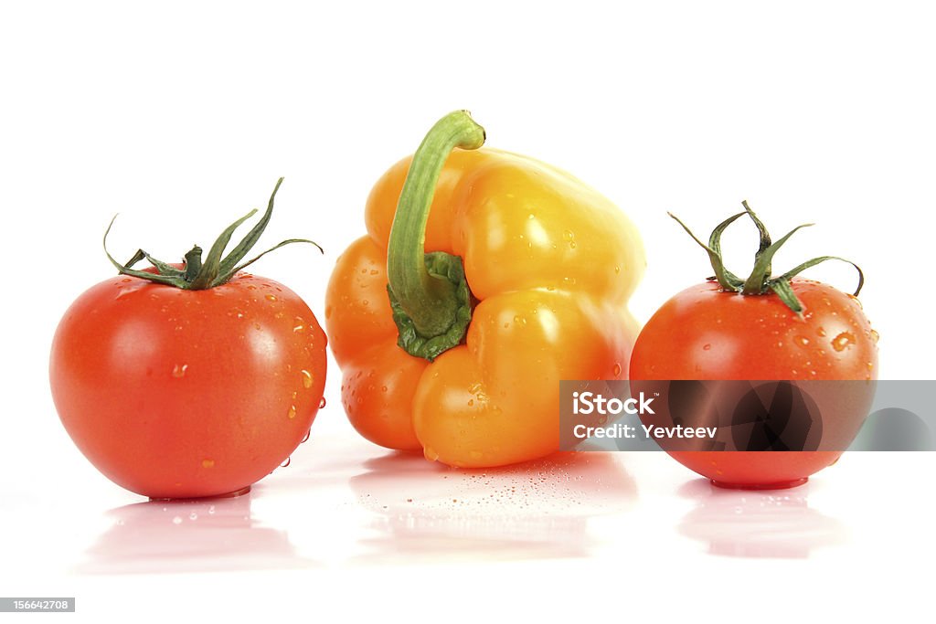 Frisches Gemüse in Nahaufnahme. Pfeffer und tomatos - Lizenzfrei Abnehmen Stock-Foto