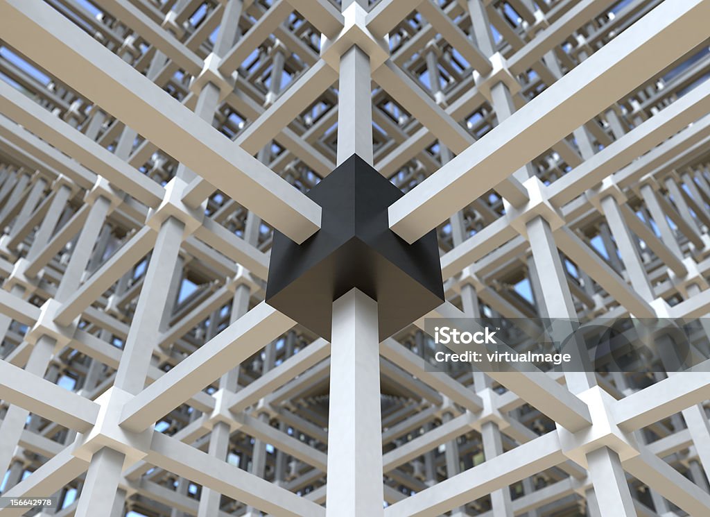 Black box in a network structure 3D render of a network structure Stability Stock Photo