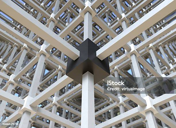 Black Box In A Network Structure Stock Photo - Download Image Now - Stability, Architecture, Connection
