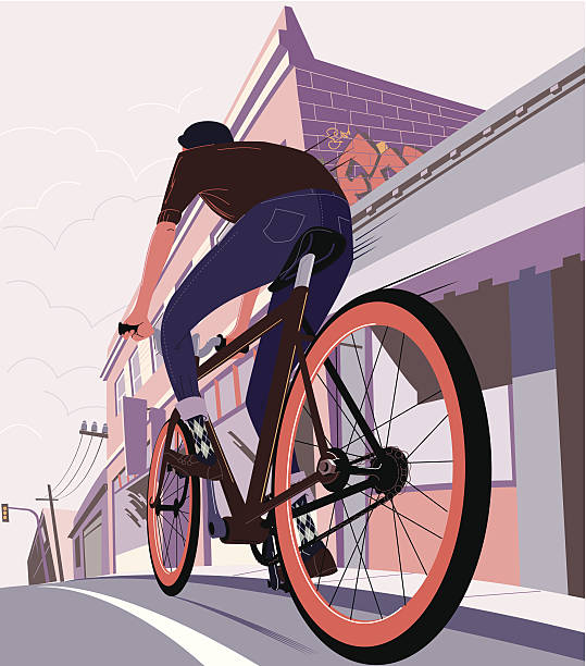 illustrazioni stock, clip art, cartoni animati e icone di tendenza di bicicletta in città - city street