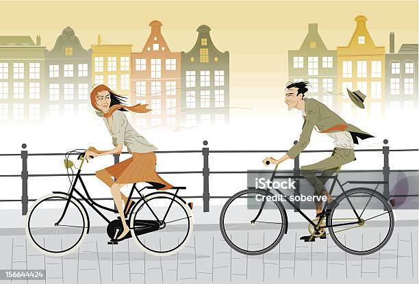 Fahrrad Fahren Stock Vektor Art und mehr Bilder von Fahrrad - Fahrrad, Amsterdam, Hauptstraße