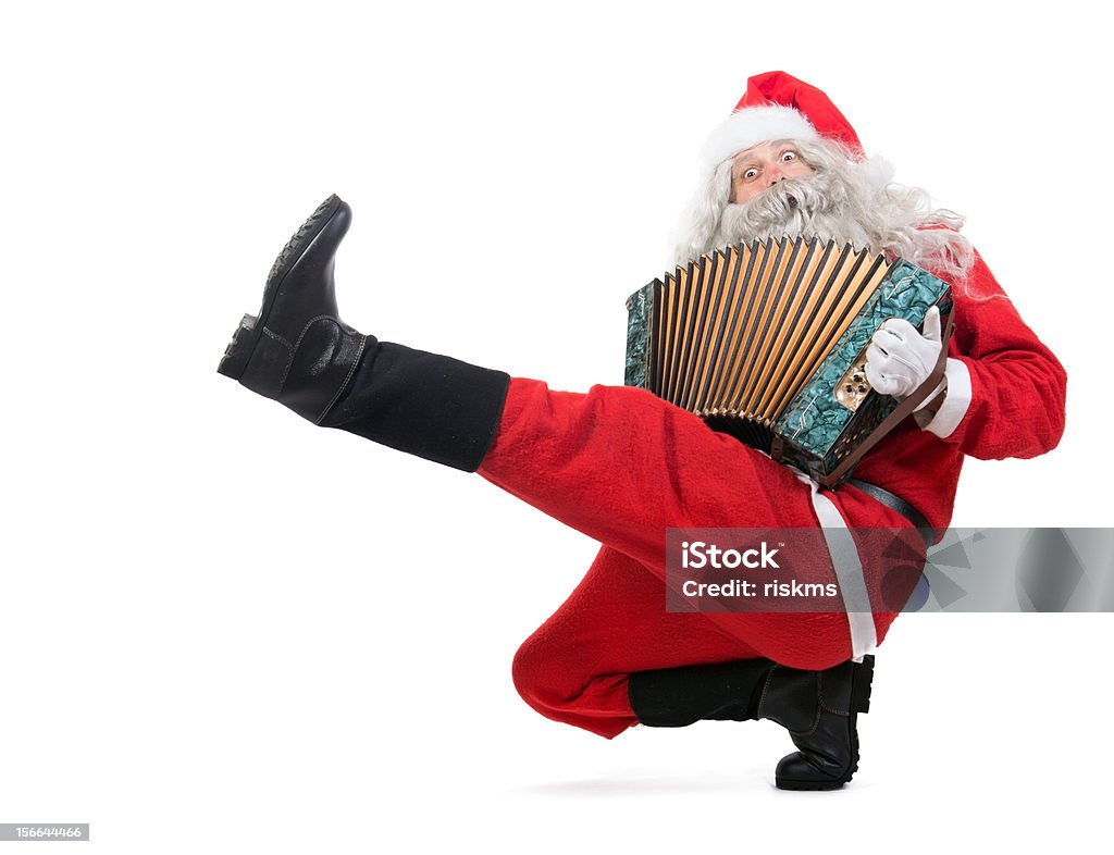 Santa Claus Dancing Santa Claus Kicking Stock Photo