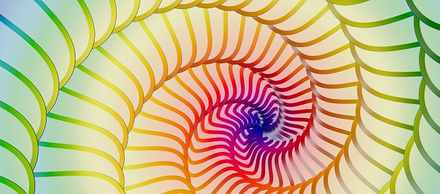 An illustration of a colorful spiral design on a white background