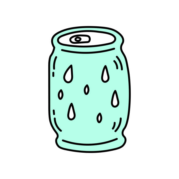 illustrations, cliparts, dessins animés et icônes de boisson gazeuse avec gribouillage de condensat - pop art drink can can soda