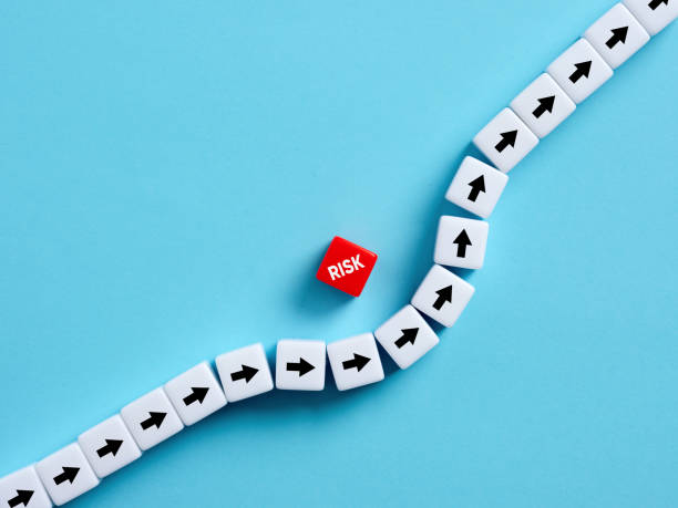 istock Risk avoidance, reduction and management. Coping with risks. Cubes with arrow symbols and the word risk. 1566591844