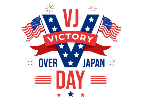 VJ Victory Over Japan Day Celebrate Vector Illustration with United State Flag Background in Flat Cartoon Hand Drawn for Landing Page Templates VJ Victory Over Japan Day Celebrate Vector Illustration with United State Flag Background in Flat Cartoon Hand Drawn for Landing Page Templates vj day stock illustrations